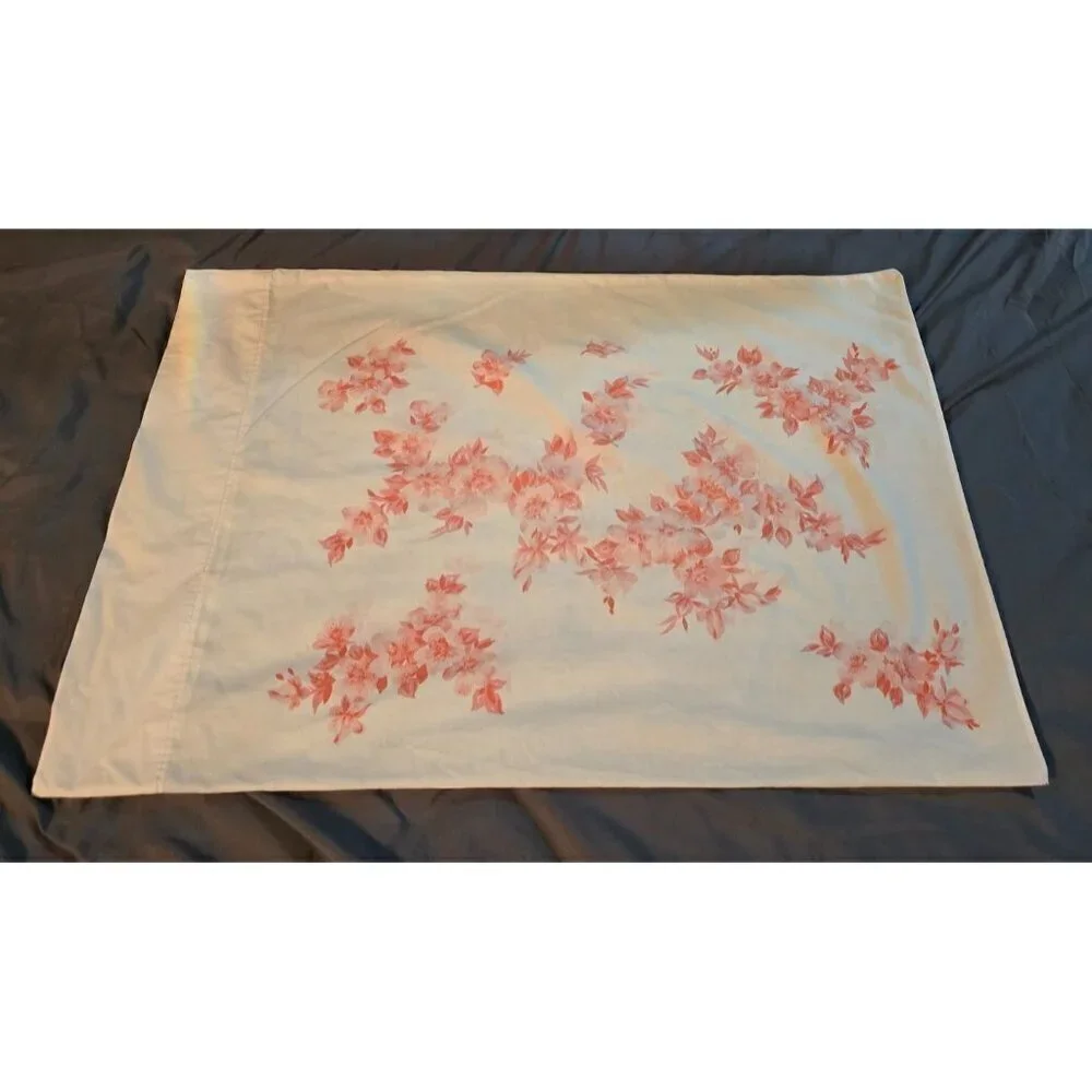 Vintage Red Watercolor Asian Floral Pillowcase